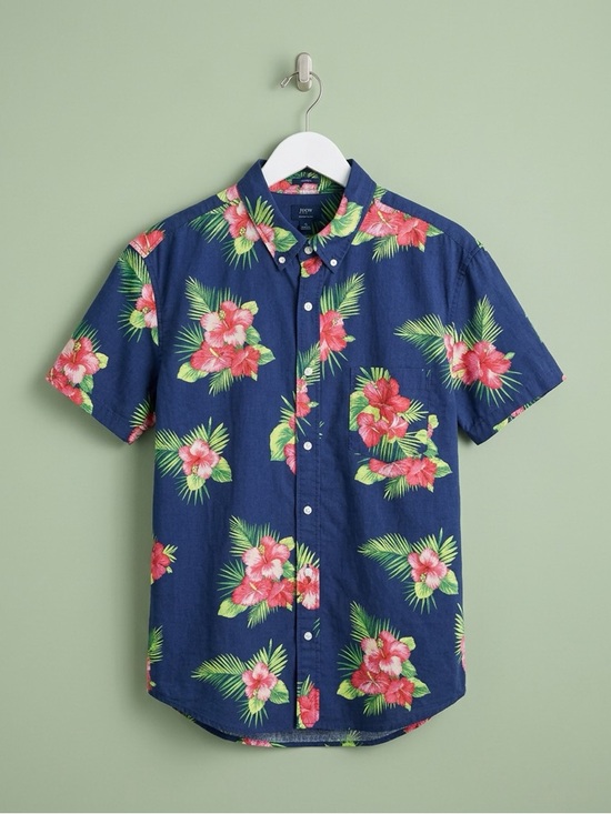 J. Crew Other - J. Crew Navy Blue Short-Sleeve Floral Button-Down Shirt